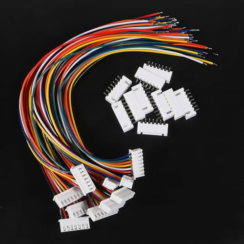 10Pairs JST-XH Connector Kit, XH 2.54mm 7 Pin Header Male and Female Connectors Plug Adapter with Flat Wire Cable 200mm 26AWG Compatible with JST XH (7P) - color: 7P