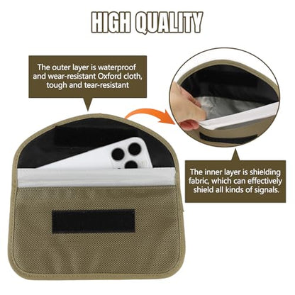 2PCS Faraday Bag for Phones and Car Keys, Keyless Entry RFID Signal Blocking Bag Key Fob Protector, Anti-Theft Faraday Pouch for Cell Phone Privacy Protection, Signal Shielding (Khaki) - color: Khaki