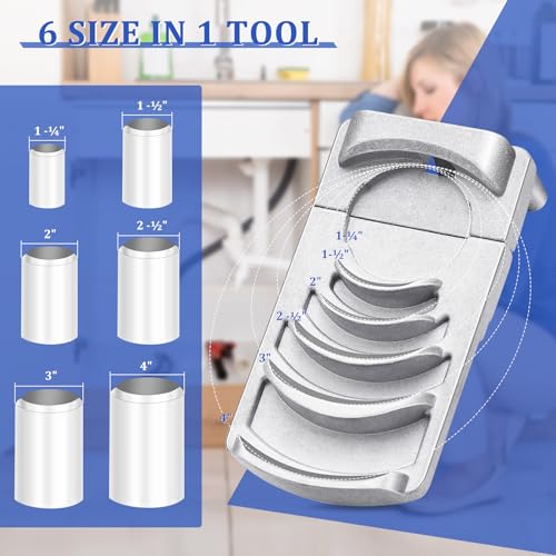 Deburring Tool for Plastic Pipe, Suitable for 6 Pipes Size from 1-1/4 to 4-Inch, Professional PVC Pipe Reamer, PVC Chamfer Tool Creates Smooth Chamfer, Achieve More Uniform Coverage and Adhesion