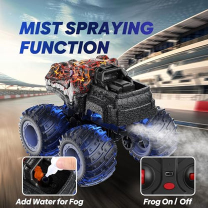 Remote Control Monster Car, 2.4GHz RC Crocodile Monster Truck Toys for 3 4 5 6 7 8 Years Old Boys Kids, All Terrain RC Truck Off Road with Spray, Light, Rechargeable Battery, Christmas Birthday Gifts - style: Crocodile
