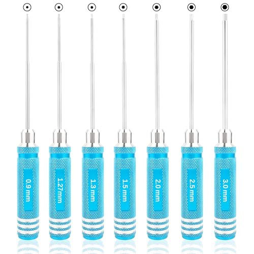 1.27mm 1.3mm RC Hex Screwdriver Set - 7 Pieces 0.9mm 1.27mm 1.3mm 1.5mm 2.0mm 2.5mm 3.0mm Repair Tools for Traxxas Arrma Axial Losi Redcat RC Quadcopter Helicopter FPV Racing Drone Cars(Blue) - color: Blue