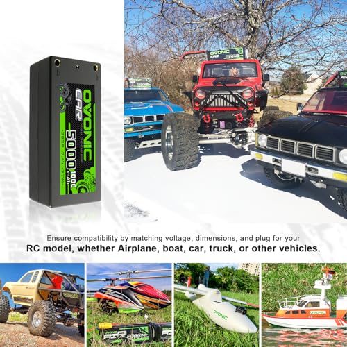 OVONIC 2S Shorty Lipo Battery 100C 5000mAh 7.4V Lipo Battery with 4mm Bullet Dean-Style T Connector for 1/8 1/10 RC Car Truck Boat Vehicles [3.74" D x 1.81" W x 0.98" H ]