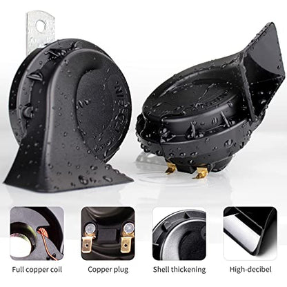 FARBIN Horns Truck Horn 24V Car Horn Loud Dual-Tone Train Horn Waterproof | 24V 130dB loud, black classic design, waterproof, universal for any 24V vehicles - style: 24V Black car horn