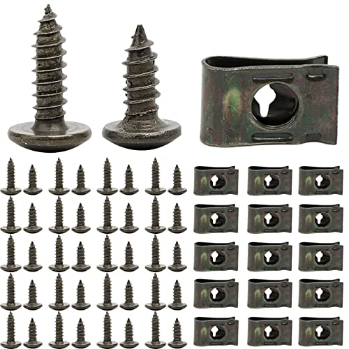 Minho 200Pcs Automotive U Tape Clip Fastener Kit, 50Pcs #10 x 1/2" Self-Tapping Screw +50Pcs #10 x 5/8" Self-Tapping Screw +100Pcs U Tape Clips,Metal Body Shell Panel Plate Bracket Fastener - style: Self-tapping Screw+U Tape Clips 200PCS