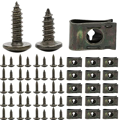 Minho 200Pcs Automotive U Tape Clip Fastener Kit, 50Pcs #10 x 1/2" Self-Tapping Screw +50Pcs #10 x 5/8" Self-Tapping Screw +100Pcs U Tape Clips,Metal Body Shell Panel Plate Bracket Fastener - style: Self-tapping Screw+U Tape Clips 200PCS