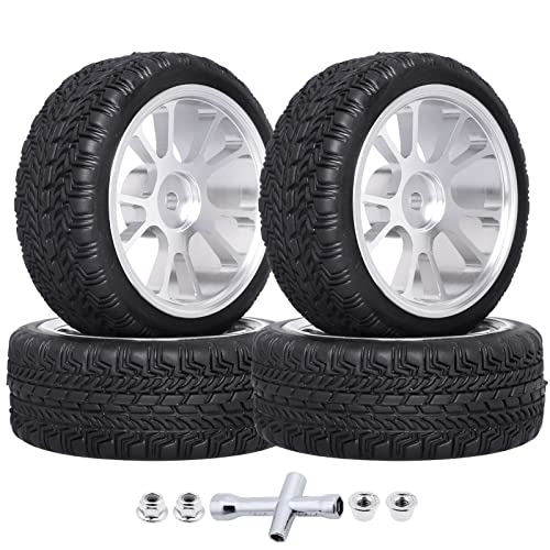 GoHooby 12mm Hex RC Wheel and Tires OD 2.6in Pre-Mounted Set, Compatible with Traxxas Tamiya 1/10 RC On-Road Touring Car (Color 5) - color: Color 5