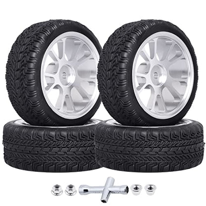 GoHooby 12mm Hex RC Wheel and Tires OD 2.6in Pre-Mounted Set, Compatible with Traxxas Tamiya 1/10 RC On-Road Touring Car (Color 5) - color: Color 5