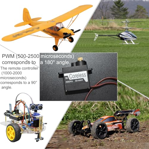 2Pcs 9g Coreless Servo Black, Full Metal Gear Micro RC Servo 4KG-CM Torque 4.8-8.4V for SCX24, Small Robotic Arms, RC Planes, or DIY Projects (180 Degree) - style: 2Pcs 180°