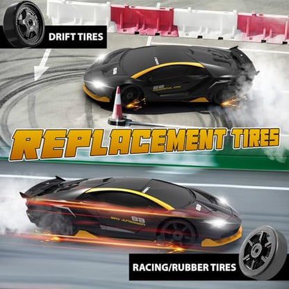 RC Drift Car Remote Control Car 2.4GHz 1/24 4WD 15KM/H High Speed Racing Sport with LED Lights & 1/28 Scale Gesture Sensing RC Stunt Toys for 6-12 Years Old Boys Girls