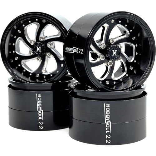 2.2 Beadlock Wheels Adjustable Offset Rims Wide 40mm for 1/10 RC Crawler Gen8 Everest gen 7 Pro / SCX10 Capra / TRX4 AMG 6x6 Upgrades, HS701599 - color: Black