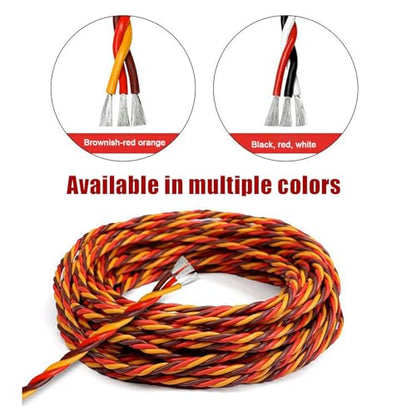 RC Servo Extension Wire 26AWG 22AWG Twisted Cable Tinned Copper Signal Line Silicone Insulated Flexible Lead for RC Plane Car Boat Model Electronics(Black-red-White(22AWG),300FT) - color: Black-red-white(22AWG), size: 300FT