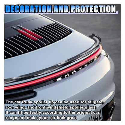 Car Rear Spoiler Roof Lip Kit, Rubber Trunk Spoiler Trim Strip Cool Car Decoration, Universal Punch-Free Vehicle Exterior Accessory Sticker (Bright Black)