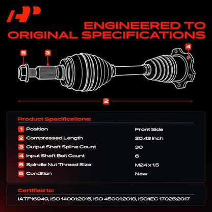 A-Premium Front Driver or Passenger Side CV Axle Shaft Assembly | Compatible with Volkswagen Touareg 2004-2010 & Audi Q7 2007-2010 & Porsche Cayenne 2003-2006 2008-2010 - style: Front Driver or Passenger Side