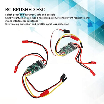 RC Brushed ESC, 2pcs 6V-14V Two Way Bidirectional Brushed ESC 2S-3S Lipo RC Brushed Motor Speed Controller for RC Model Car Boat 130 180