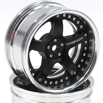 2pcs RC 1/10 Aluminum On Road Wheel Rims Hex 12mm Adjustable Offset Silver/Black Color Fit for 1:10 RC On Road Drift Touring Street Car Tire Tyre - color: Silver & Black
