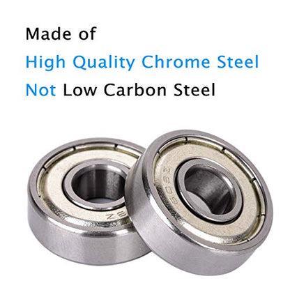 608ZZ Bearing 8x22x7mm, C3, Metal Shielded Steel 10-Pack