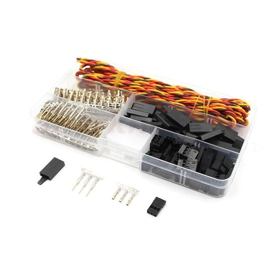 30 Sets/Box Servo Cable Connector Kit Futaba Anti-loosening Lock wtih 22AWG 60Core Extension for RC Robot Airplane Car Servo ESC (30Set Servo Plug)