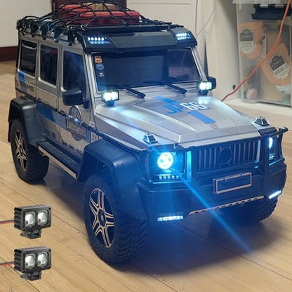 RC Light Bar RC Car LED Metal Housing Lens Spotlight RC Accessories for Axial SCX10 90046 Wraith Traxxas TRX4 TRX6 Redcat Gen8 1/10 1/8 RC Crawler (2pcs Lights)