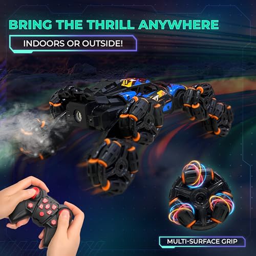 8 Wheels Hand Controlled RC Stunt Car, Gesture Sensing Car for Boys 6-12 | Gesture-sensing hand-controlled RC stunt car with joystick. 8 wheels, 360 flips, drift, LED, 2 batteries. Gift 6-12