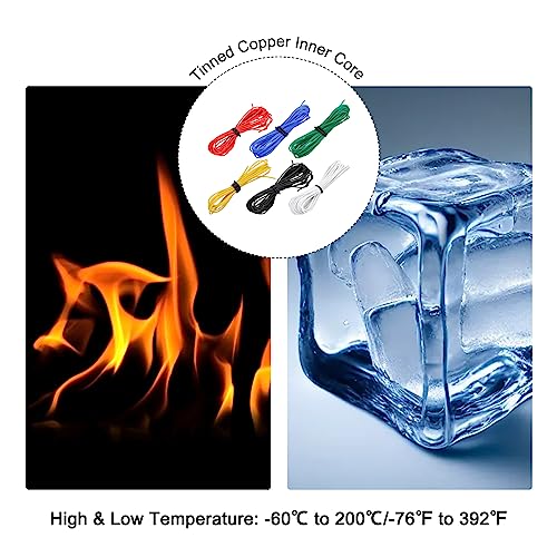 MECCANIXITY 28 Gauge Wire Silicone Wire 28AWG Electrical Wire Stranded Wire Tinned Copper Wire High Temp Hookup Wire 6 Color 1.5m/4.92ft for Car Model Electric Appliances 6pcs - size: 28AWG, 4.92ft