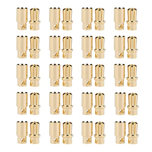 20Pairs Gold-Plated 8.0MM 8MM Banana Plug Bullet Male and Female Connector Adapter for RC Lipo Battery ESC Motors - size: 20 Pairs 8.0MM