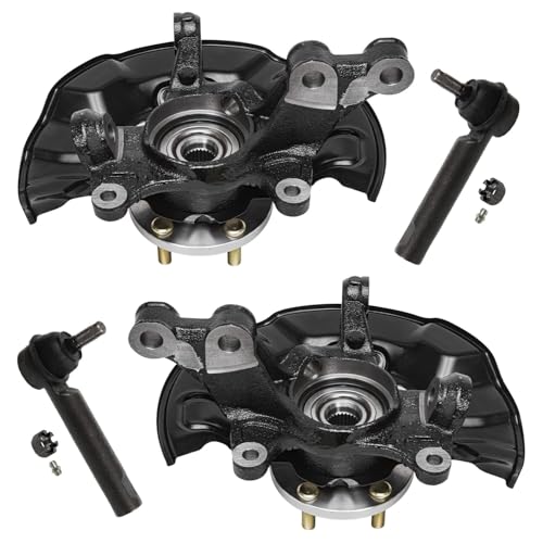 Detroit Axle - Front 4pc Steering Knuckles Kit for 14-18 Toyota Corolla, 14 | Matrix, 2 Steering Knuckles & Wheel Bearing Hubs 2 Outer Tie Rod Ends 2014 2015 2016 2017 2018 Replacement - size: 4SU50414/Kit
