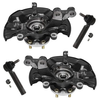 Detroit Axle - Front 4pc Steering Knuckles Kit for 14-18 Toyota Corolla, 14 | Matrix, 2 Steering Knuckles & Wheel Bearing Hubs 2 Outer Tie Rod Ends 2014 2015 2016 2017 2018 Replacement - size: 4SU50414/Kit