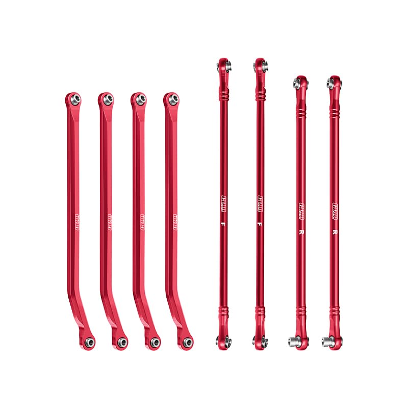 GPM 7075-T6 Alloy High-Clearance Upper & Lower Link Bar Set for 1/10 H10 Optic Kit-Vps09027 (Red) - color: Red