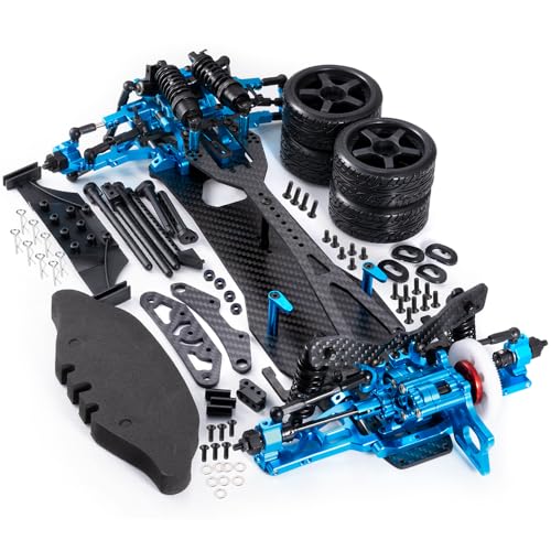 MORLORDY Aluminum & Carbon Fiber RC Chassis Frame Body Kit for 1/10 D5/ D5MINI+SR RC Drift Racing Car, with 4Pcs Wheels Tires Set & Shocks & Accessories (D5+SR) - style: D5+SR