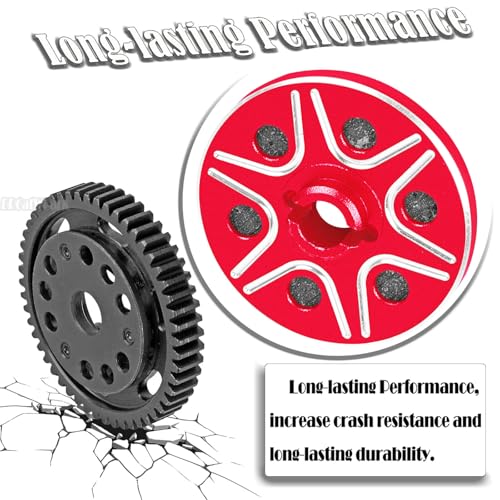 RC 53T Spur Gears 0.8Mod Upgrades Part for 1/10 Slash 2WD (VXL)/Stampede 2WD (VXL)/Rustler 2WD (VXL)/Bandit 2WD (VXL),BRCatWPark Steel Metal Extra-Heavy Slip limiting Clutch,Red - color: Red - (53t)