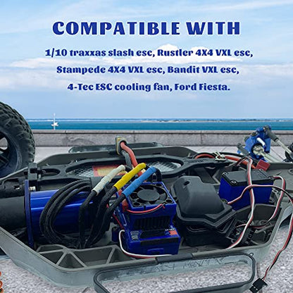 OGRC ESC Cooling Fan for 1/10 traxxas Slash 4x4 Stampede 4x4 Rustler | VXL-3s ESC Heat Sink Cooling Fan 28000RPM ESC Fan Heatsink Traxxas 3340 Velineon VXL-3s ESC Fits 1/8 1/10 RC Car Truck