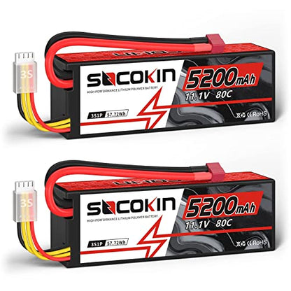 3S Lipo Battery 11.1V 5200mAh Lipo Battery with Deans T Connector Hard Case 80C Lipo Battery for RC Model Racing Truck Car Boat Drone Redcat Racing FPV