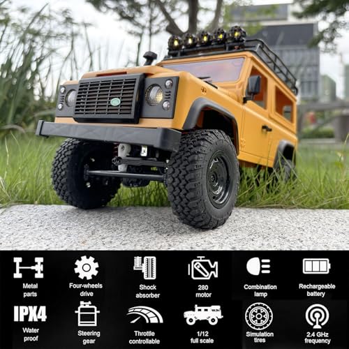 WPLDEWAN 1/12 RC Crawler MN98 Remote Control Truck Off Road | RC Rock Crawler 4x4 Land Rover All Terrain Hobby Climber for Adult 2 Speed Full Proportional 280 Brushed Motor