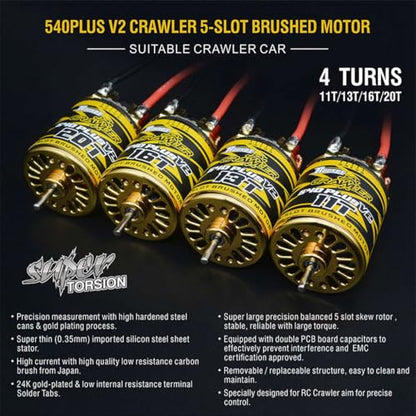 2S Rocket 540 Plus V2 20T 5 Slots Brushed Motor Shaft ø3.175mm for TRAXXAS TRX4 SCX10 1/10 Crawler RC Climbing Car - size: 20T