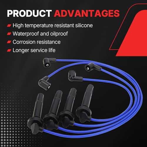 RC-FX101 Ignition Spark Plug Wire Kit, 4PCS Ignition Spark Plug Wires Set for 2005-2011 Subaru Legacy Impreza Forester Outback/Saab 9-2X Replaces# 55004 FX101 175-6219