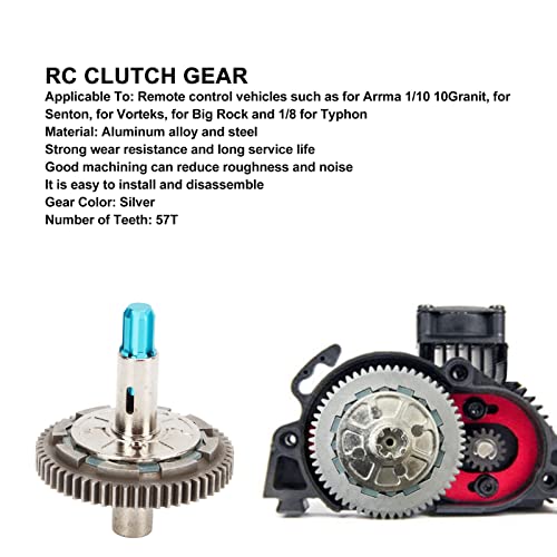 Keenso 57T RC Clutch Spur Gear, Aluminum Alloy Steel RC Slipper Clutch Replacement for Arrma 1/10 Upgrade (Blue)