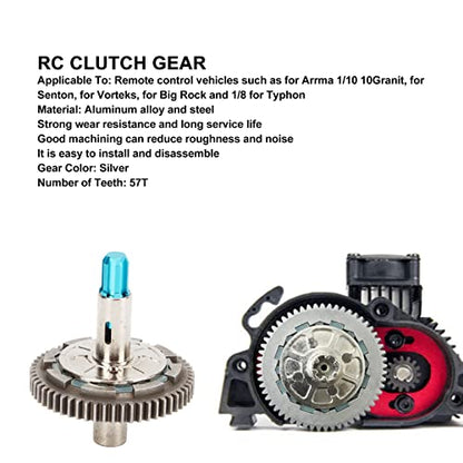 Keenso 57T RC Clutch Spur Gear, Aluminum Alloy Steel RC Slipper Clutch Replacement for Arrma 1/10 Upgrade (Blue)