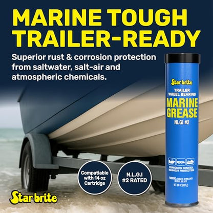 STAR BRITE Trailer Wheel Bearing Grease NLG#2 - Advanced Marine-Grade Protection Against Rust, Corrosion & Water Washout - style: 14 OZ Cartridge