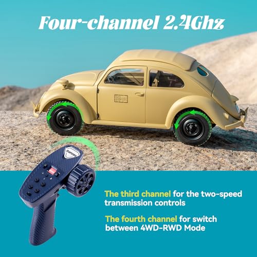Rochobby 1/12 RC Crawler KOMMANDEURWAGEN 82E S Model, 2WD/4WD Hobby Grade Off-Road Truck with LED Light Effects, USB Charger for Adults