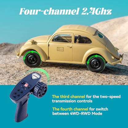Rochobby 1/12 RC Crawler KOMMANDEURWAGEN 82E S Model, 2WD/4WD Hobby Grade Off-Road Truck with LED Light Effects, USB Charger for Adults