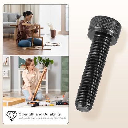METALLIXITY Hex Socket Head Screws Kit (M8) 70Pcs, Bolt and Nut Assortment Kit, Black - size: M8x10/12/16/25/30/35mm