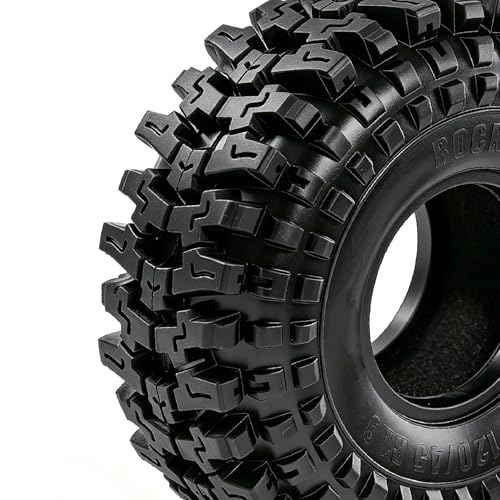 REDSPIDER 1.9" RC Crawler Tires, Super Soft Sticky Rubber Off-Road Tires with Foam Inserts, Deep Tread Rock Climbing Tires for 1/10 Axial SCX10 SCX10 II TRX4 D90 RC Truck (4PCS)