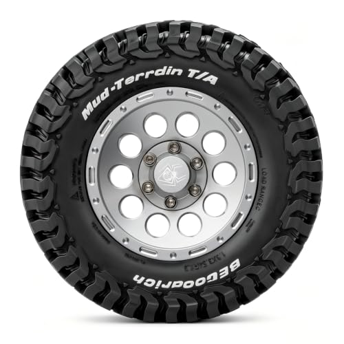 STMU 4Ppcs 1/10 RC Crawler Car 1.9in Crawler Tires 90mm*33mm Compatible with D90 4WD RC, Compatible with 1/12 RC Crawler MJX H12Y+ MN128 MN82S LC79 LC80 (Silvery) - color: Silvery