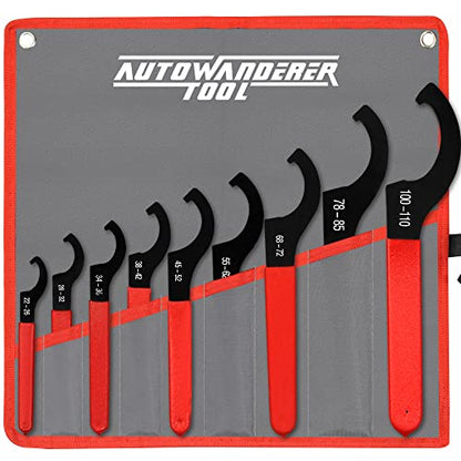9Pcs Coilover Spanner Wrench Set, Adjustable Shock Wrench Universal Carbon Steel Spanners for Most Coil Over Shock Adjustments - color: Red
