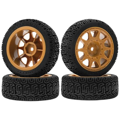 1/10 RC On Road Tires & Nylon Wheel Rims 12mm Hex OD70mm Rubber Tires Compatible with Tamiya TT01 TT02 XV01 HSP HPI Kyosho Traxxas WLtoys 1/10 1/12 On-Road Touring Car (Brown) - color: Brown