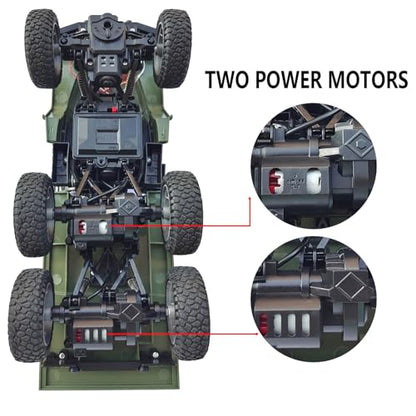 JPJCOOY RC Military Truck 6x6 Road Remote Control Car 1/16 Scale Remote Control Truck 4WD All Terrain Rock Army Transport Vehicle Toy Vehicle for Kids Children Boy Gift