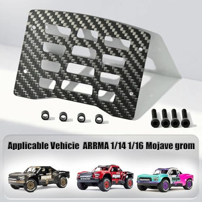 Roof Rack Mount Plate Carbon Fiber RC Upgrade Part for Arrma 1/14 1//16 Mojave Grom RC Car Roof Rack Trim Plate
