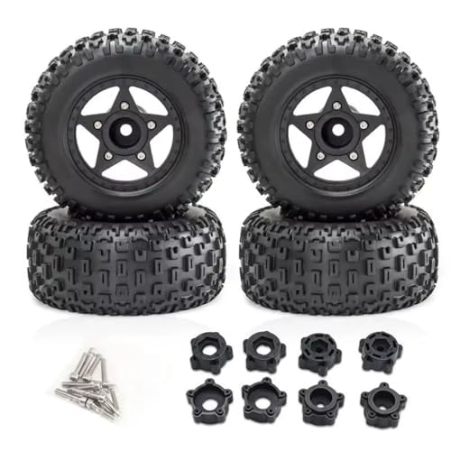 Rc Accessories for 4Pcs 109mm 1/8 1/10 Short Course Truck Tire with 12mm 14mm 17mm Wheel Hex(Black) - color: Black