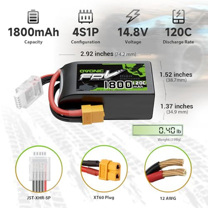 OVONIC 14.8V 120C 1800mAh 4S Lipo Battery