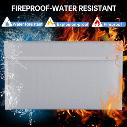Fireproof Lipo Battery Bag,10.7"×6.3", Silver | Explosion-Proof Lithium Pouch, Power Bank Storage Charging & Storage Organizer